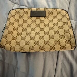 Gucci Beige and Brown GG Cosmetic Case